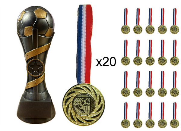 Trophy + 20 Player of the Match Medal Bundle - TTM1